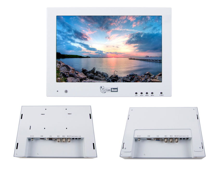 LIONBEAM | Monitor 10" LED  Surface White HDMI,VGA,BNC  W/Remote Control