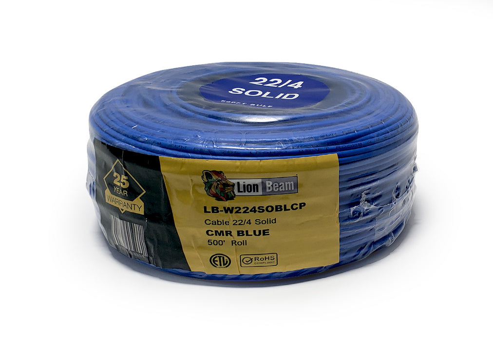 Lionbeam | Cable 22/4 SOL CMR | Blue | 500FT | Coil Pack