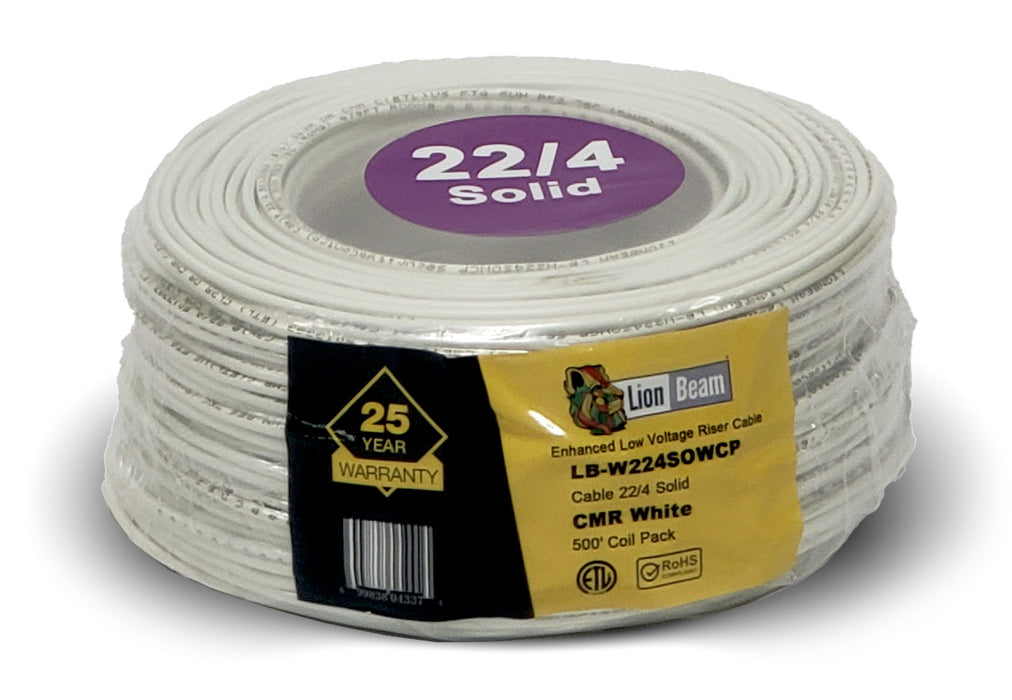 Lionbeam | Cable 22/4 SOL CMR | White | 500FT | Coil Pack